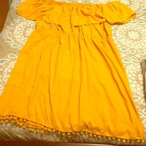 Golden off the shoulder dress